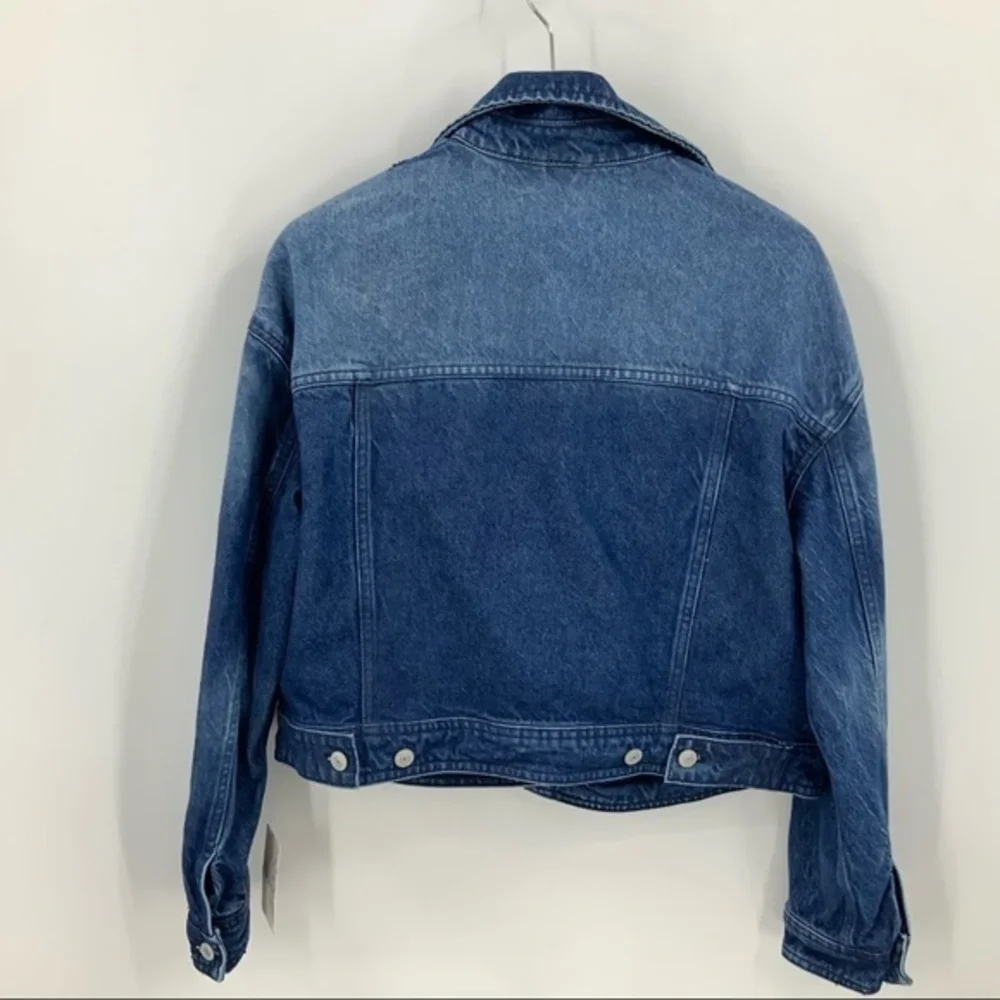 We the free Free People Now or Never Dark Wash Cropped Denim Jacket M - Picture 4 of 12